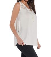 Top de verano para mujer Vestino con aplicación de encaje, camisa informal de estilo bohemio 900630 blanco crema