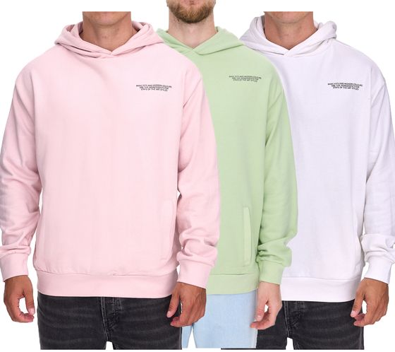 SUBLEVEL Men's Hooded Cotton Hoodie with Pockets H10014T21326A Pink, Light Green, or White