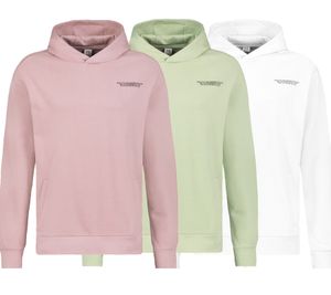 SUBLEVEL Herren Kapuzen-Pullover Baumwoll-Hoodie mit Eingriffstaschen Sweater H10014T21326A Rosa, Hellgrün oder Weiß