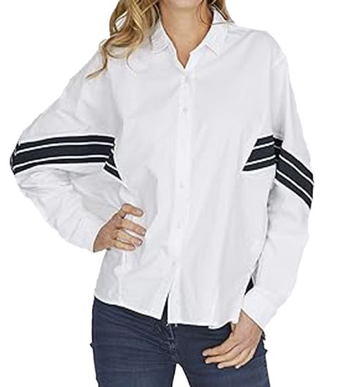vestino Damen Bluse mit Akzentstreifen Alltags-Bluse Business-Bluse Sommer-Bluse 900350 Weiß