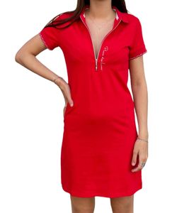 Les Tropeziennes Damen Polo-Kleid Sommer-Kleid stylisches Mini-Kleid aus reiner Baumwolle 142 0739 CI Rot
