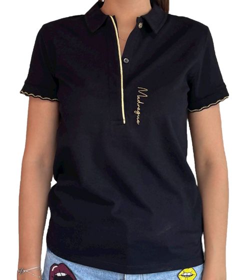 Les Tropeziennes Damen Baumwoll-Shirt Polo-Shirt mit Lurex-Details Kurzarm-Shirt 1123 3431 CA Schwarz