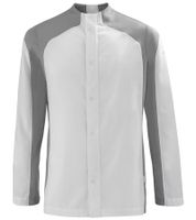 LAFONT Frenesie Men's Kitchen Jacket with Seamless Stand-Up Collar, Work Jacket, 160 g/m², Catering Workwear, Chef's Jacket, 78567469, White/Gray