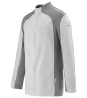 LAFONT Frenesie Men's Kitchen Jacket with Seamless Stand-Up Collar, Work Jacket, 160 g/m², Catering Workwear, Chef's Jacket, 78567469, White/Gray