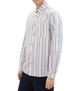 Tom Tailor Herren Leinen-Hemd elegantes Business-Shirt Sommer-Hemd 63757469 Weiß