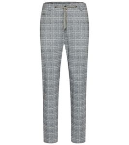 bugatti Herren Chino-Hose modische Freizeit-Hose im Karo-Muster 51733142 Grau/Schwarz/Weiß