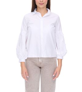 COURSE Camicetta estiva da donna con perle Camicia a maniche lunghe 901879 Bianco