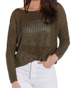 vestino Damen Strick-Pullover mit Netz-Struktur Alltags-Pulli Sweater 900709 Khaki
