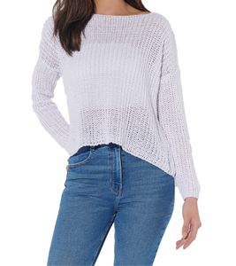 vestino Damen Strick-Pullover mit Netz-Struktur Alltags-Pulli Sweater 900709 Weiß