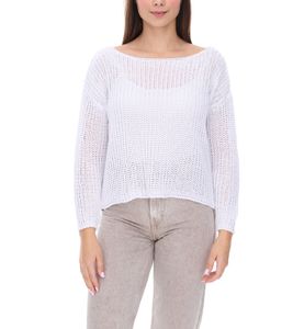 Vestino Women's Knit Sweater with Mesh Structure, Everyday Sweater 900709 White