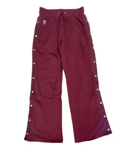 YOU DO YOU Damen Trainings-Hose Baumwoll-Sport-Hose mit seitlicher Knopfleiste Jogging-Hose Weites Bein Yoga-Wear 905064 Mahagoni-Braun