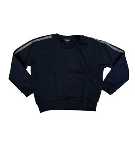 Vestino Women's Sweatshirt, Cotton Shirt with Rhinestone Band, Pullover 900299 Black