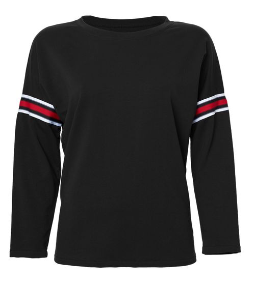 Sequano Women's Cotton Sweatshirt with Rhinestone Band, 900338, Black
