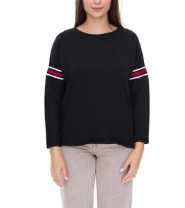 Sequano Women's Cotton Sweatshirt with Rhinestone Band, 900338, Black