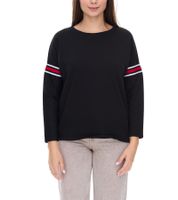 Sweat-shirt en coton pour femme Sequano avec bande en strass, pull 900338 noir Sweat-shirt en coton pour femme Sequano avec bande en strass, pull 900338 noir
