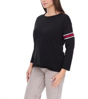 Sweat-shirt en coton pour femme Sequano avec bande en strass, pull 900338 noir Sweat-shirt en coton pour femme Sequano avec bande en strass, pull 900338 noir