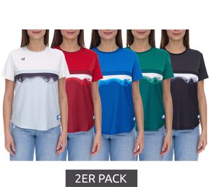 2er Sparpack Outfitter OCEAN FABRICS TAHI Damen nachhaltiges Training-Shirt mit Mesh-Einsätzen Fitness-Shirt Kurzarm-Shirt OUT-W-1021-OTW in Grün, Blau, Rot, Schwarz oder Hellblau/Weiß