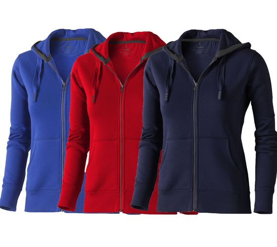 Elevate Arora Damen Sweat-Jacke mit Kapuze 300 g/m2 schlichte Baumwoll-Jacke Pullover Blau, Rot oder Dunkelblau