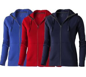 Elevate Arora Women's Hooded Sweatshirt, 300gsm Plain Cotton Jacket, Blue, Red, or Dark Blue