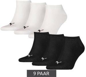 9 Pairs of PUMA Cotton Socks, Plain Sneaker Socks, Short Socks, 261080001, Black or White