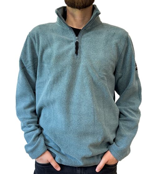 MAUI SPORTS Men's Zip-Up Sweater, Modern Turtleneck Sweater with Stand-Up Collar, Fleece Sweater, Blue
