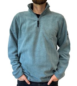 MAUI SPORTS Men's Zip-Up Sweater, Modern Turtleneck Sweater with Stand-Up Collar, Fleece Sweater, Blue