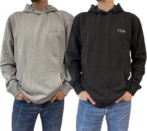 PLAYBOY Men's Cotton Pullover Long-Sleeved Hoodie in Black or Heather Gray