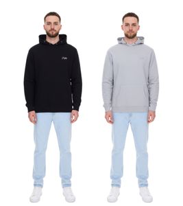 PLAYBOY Herren Baumwoll-Pullover Langarm-Shirt mit Kapuze Hoodie Schwarz oder Grau meliert