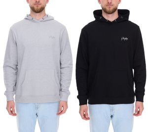 PLAYBOY Men's Cotton Pullover Long-Sleeved Hoodie in Black or Heather Gray