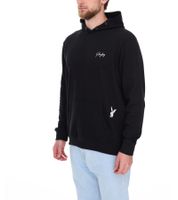 Felpa con cappuccio da uomo PLAYBOY in cotone a maniche lunghe con cappuccio, nera o grigio mélange Felpa con cappuccio da uomo PLAYBOY in cotone a maniche lunghe con cappuccio, nera o grigio mélange