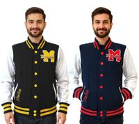 ROBIN RUTH Munich Veste universitaire pour homme avec inscription Veste de printemps avec broderie Veste de transition Veste de survêtement Bleu marine/rouge ou noir/jaune ROBIN RUTH Munich Veste universitaire pour homme avec inscription Veste de printemps avec broderie Veste de transition Veste de survêtement Bleu marine/rouge ou noir/jaune