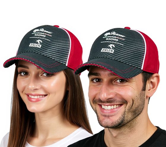 Casquette ALFA ROMEO Racing Orlen F1 Saison 2020 Casquette de base Formule 1 Femme et Homme Casquette en coton Roberta Kubicy ARRRTCCPC14 Gris/Rouge/Blanc