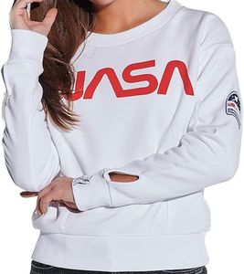 COURSE X NASA Women's Sweatshirt with NASA Print, Cropped Cotton Sweater, 900101 White