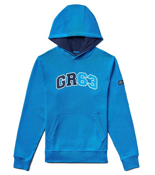 Mercedes-Benz AMG Petronas F1 George Russell Hoodie, Sustainable Girls' and Boys' Hooded Sweatshirt, Formula 1 701222314 001 Blue