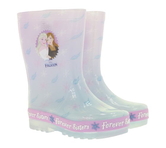 Disney Frozen Children's Wellington Boots for Girls Anna and Elsa Rain Boots Forever Sisters Blue/Purple/Pink