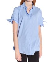 Vestino Women's Short-Sleeve Blouse with Bow Sleeves, Shirt-Blouse, Business Shirt 901149 Blue