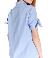 Vestino Women's Short-Sleeve Blouse with Bow Sleeves, Shirt-Blouse, Business Shirt 901149 Blue