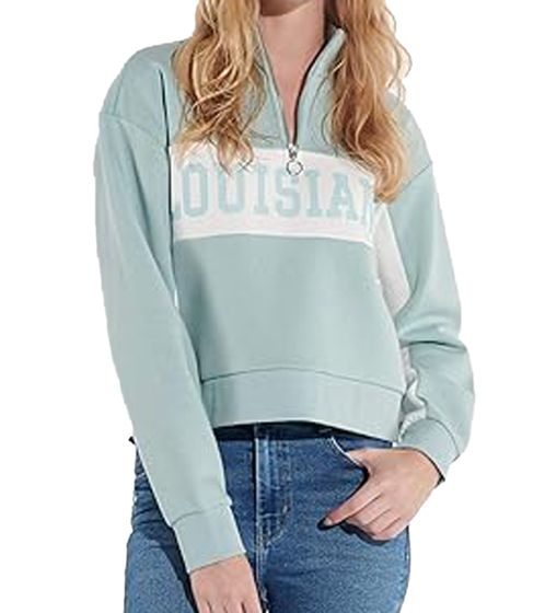 vestino Women's Boxy Cropped Sweatshirt with Stand-Up Collar, Trojer Everyday Sweater, Oversized 900390 Light Blue