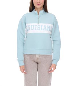 vestino Women's Boxy Cropped Sweatshirt with Stand-Up Collar, Trojer Everyday Sweater, Oversized 900390 Light Blue