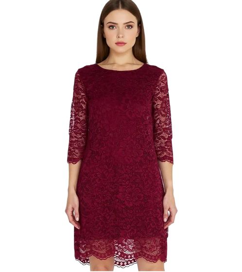 abito in pizzo da donna vestino, mini abito, abito casual, maniche a 3/4 900538 rosso