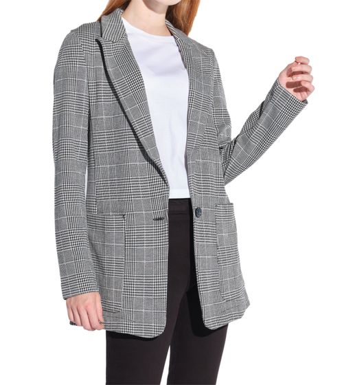 Vestino Women's Blazer, Checked Spring Blazer with Lapel Collar, Everyday Jacket, 900719 Gray