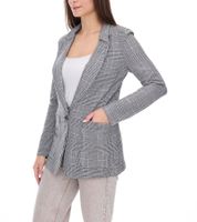 Vestino Women's Blazer, Checked Spring Blazer with Lapel Collar, Everyday Jacket, 900719 Gray