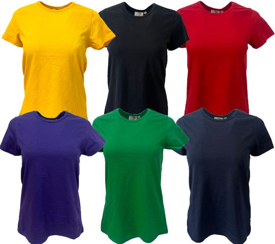 WORXWEAR Women's T-Shirt: Fashionable Crew Neck with 180gsm Short Sleeves in Yellow, Green, Purple, Black, Navy, or Red