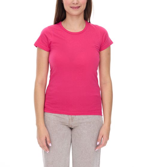 WORXWEAR Damen T-Shirt modisches Rundhals-Shirt mit 180gsm Kurzarm-Shirt Rosa