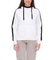 vestino Damen Hoodie mit Kontrast-Streifen Kapuzen-Pullover Alltags-Pulli 900031 Weiß
