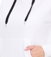 vestino Damen Hoodie mit Kontrast-Streifen Kapuzen-Pullover Alltags-Pulli 900031 Weiß
