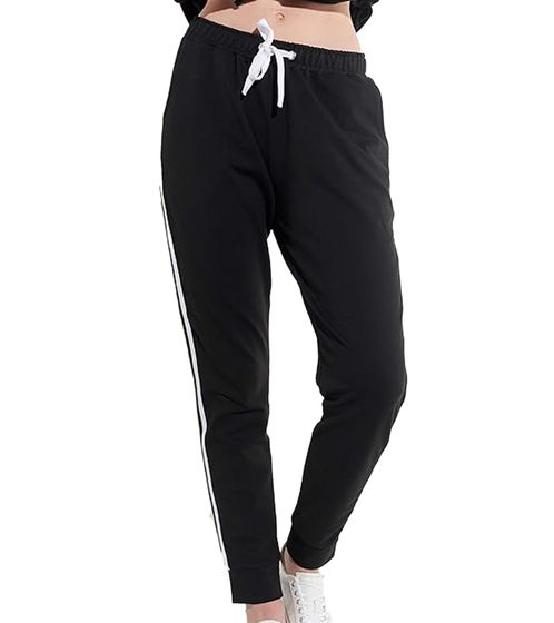 Vestino Women's Jogging Pants with Side Stripes, Training Pants 900111 Black