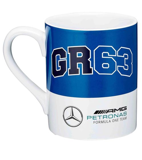 Mercedes-Benz AMG GR63 Porcelain Mug, 310 ml, Logo Print, 701222357 001, White/Blue