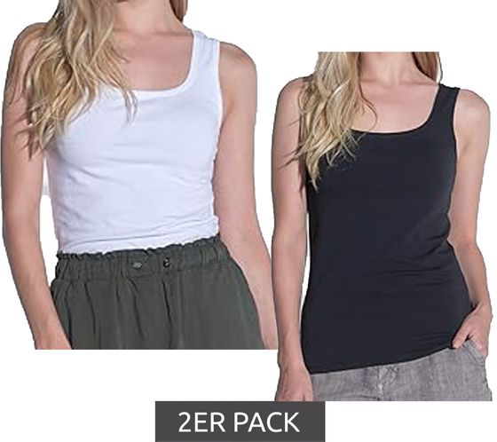 2-pack COURSE Women's Summer Top, Cotton Stretch 901241, Black and White