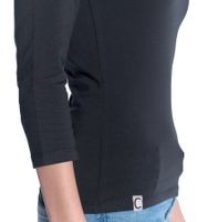 Camiseta de mujer COURSE, camiseta de verano ajustada con mangas 3/4, top de algodón, camiseta de ocio 901500 Negro